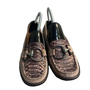 Stuart Weitzman Snakeskin Suede Horse Bit Loafer Slip On Shoe Women’s Size 8.5 M